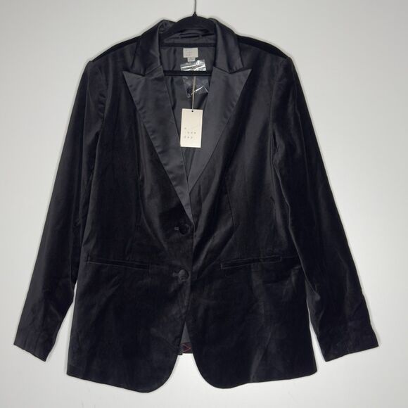 New A New Day Velvet Velour Satin Blazer Jacket Women's Size 16 - Picture 1 of 8